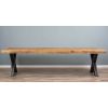 3m Reclaimed Teak Urban Fusion Cross Dining Table with 2 Backless Benches - 7