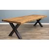 3m Reclaimed Teak Urban Fusion Cross Dining Table with 2 Backless Benches - 9