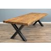 3m Reclaimed Teak Urban Fusion Cross Dining Table with 1 Backless Bench and 5 Zorro Chairs - 17