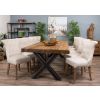3m Reclaimed Teak Urban Fusion Cross Dining Table with 10 Windsor Ring Back Dining Chairs  - 2