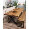 3m Reclaimed Teak Urban Fusion Cross Dining Table with 1 Backless Bench and 5 Windsor Ring Back Dining Chairs - 1