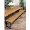 3m Reclaimed Teak Urban Fusion Cross Dining Table with 1 Backless Bench & 4 Scandi Armchairs - 5