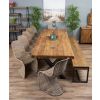 3m Reclaimed Teak Urban Fusion Cross Dining Table with 1 Backless Bench and 5 Zorro Chairs - 7