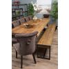 3m Reclaimed Teak Urban Fusion Cross Dining Table with 1 Backless Bench and 5 Velveteen Ring Back Dining Chairs - 6