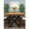 3m Reclaimed Teak Urban Fusion Cross Dining Table with 8 Scandi Armchairs - 3