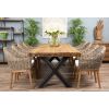 3m Reclaimed Teak Urban Fusion Cross Dining Table with 8 Scandi Armchairs - 7