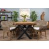 3m Reclaimed Teak Urban Fusion Cross Dining Table with 8 Scandi Armchairs - 8