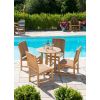 80cm Teak Circular Pedestal Table with 4 Marley Chairs / Armchairs - 1