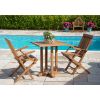 70cm Teak Square Pedestal Table with 2 Classic Folding Chairs - 3