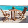70cm Teak Square Pedestal Table with 2 Classic Folding Chairs - 0