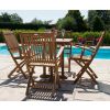 70cm Teak Square Pedestal Table with 2 Kiffa Folding Chairs  - 5