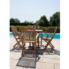 70cm Teak Square Pedestal Table with 2 Kiffa Folding Chairs  - 7