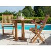 70cm Teak Square Pedestal Table with 2 Kiffa Folding Chairs  - 3