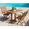 70cm Teak Square Pedestal Table with 2 Kiffa Folding Chairs  - 2