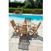 70cm Teak Square Pedestal Table with 2 Kiffa Folding Chairs  - 8