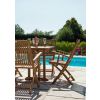 70cm Teak Square Pedestal Table with 2 Kiffa Folding Chairs  - 4