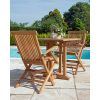 70cm Teak Square Pedestal Table with 2 Classic Folding Chairs - 6