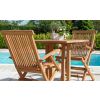 70cm Teak Square Pedestal Table with 2 Classic Folding Chairs - 4