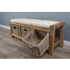 Reclaimed Teak Hall Seat with Natural Cushion - Three Basket - 1