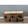 Reclaimed Teak Hall Seat with Natural Cushion - Three Basket - 2