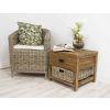 Reclaimed Teak Storage Unit with 1 Drawer and 1 Wicker Basket - Square - 3