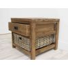 Reclaimed Teak Storage Unit with 1 Drawer and 1 Wicker Basket - Square - 1