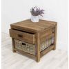 Reclaimed Teak Storage Unit with 1 Drawer and 1 Wicker Basket - Square - 0