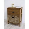 Reclaimed Teak Storage Unit with 1 Drawer and 1 Wicker Basket - Rectangular - 1