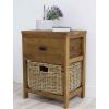 Reclaimed Teak Storage Unit with 1 Drawer and 1 Wicker Basket - Rectangular - 5