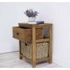 Reclaimed Teak Storage Unit with 1 Drawer and 1 Wicker Basket - Rectangular - 4