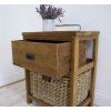 Reclaimed Teak Storage Unit with 1 Drawer and 1 Wicker Basket - Rectangular - 3