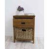 Reclaimed Teak Storage Unit with 1 Drawer and 1 Wicker Basket - Rectangular - 0