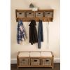 Reclaimed Teak Coat Hook Storage Unit - Four Basket - 5