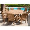 1.5m x 1.5m-2.3m Teak Circular Double Extending Table with 10 Marley Chairs - 7