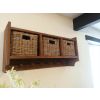 Reclaimed Teak Hall Seat with Natural Cushion - Two Basket - 5