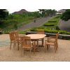 1.6m Teak Oval Pedestal Table with 6 Marley chairs - 0