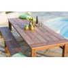 3m Reclaimed Teak Outdoor Open Slatted Table with 2 Backless Benches - 7