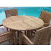 1.2m Teak Circular Pedestal Table with 4 Marley Chairs - 1
