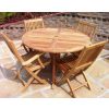 1.2m Teak Circular Pedestal Table with 2 Kiffa Folding Chairs & 2 Kiffa Folding Armchairs  - 0