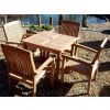 80cm Teak Square Fixed Table with 4 Marley Armchairs - 2