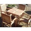 80cm Teak Square Fixed Table with 4 Marley Armchairs - 1