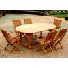 1.6m Teak Oval Pedestal Table with 4 Kiffa Folding Chairs & 2 Kiffa Folding Armchairs - 0