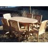 1.6m Teak Oval Pedestal Table with 4 Marley Chairs & 2 Marley Armchairs - 0