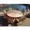 1.8m Teak Circular Pedestal Table with 8 Marley Chairs - 0