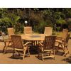 1.8m Teak Circular Fixed Table with Granite Lazy Susan and 8 Harrogate Recliners - 0