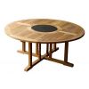 1.8m Teak Circular Fixed Table with Granite Lazy Susan and 8 Marley Chairs - 1
