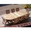 1.1m x 1.9m-2.7m Teak Oval Double Extending Table with 8 Harrogate Recliners - 0