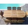 1m x 1.8m-2.4m Teak Oval Extending Table with 6 Marley Chairs & 2 Marley Armchairs - 4