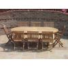 1.9m Teak Oval Pedestal Table with 8 Kiffa Folding Chairs  - 1
