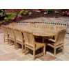 1.1m x 1.9m-2.7m Teak Oval Double Extending Table with 8 Marley Chairs and 2 Armchairs - 0